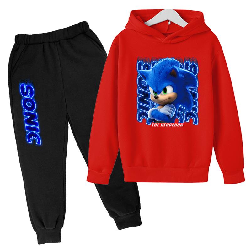 Trẻ Em Áo Hoodie Bộ Cotton Sonic Chui Đầu Phù Hợp Với Trẻ Em Áo 2 Miếng Mát Game Tay Dài Quần Áo Cho Bé Trai Bé Gái trẻ Em