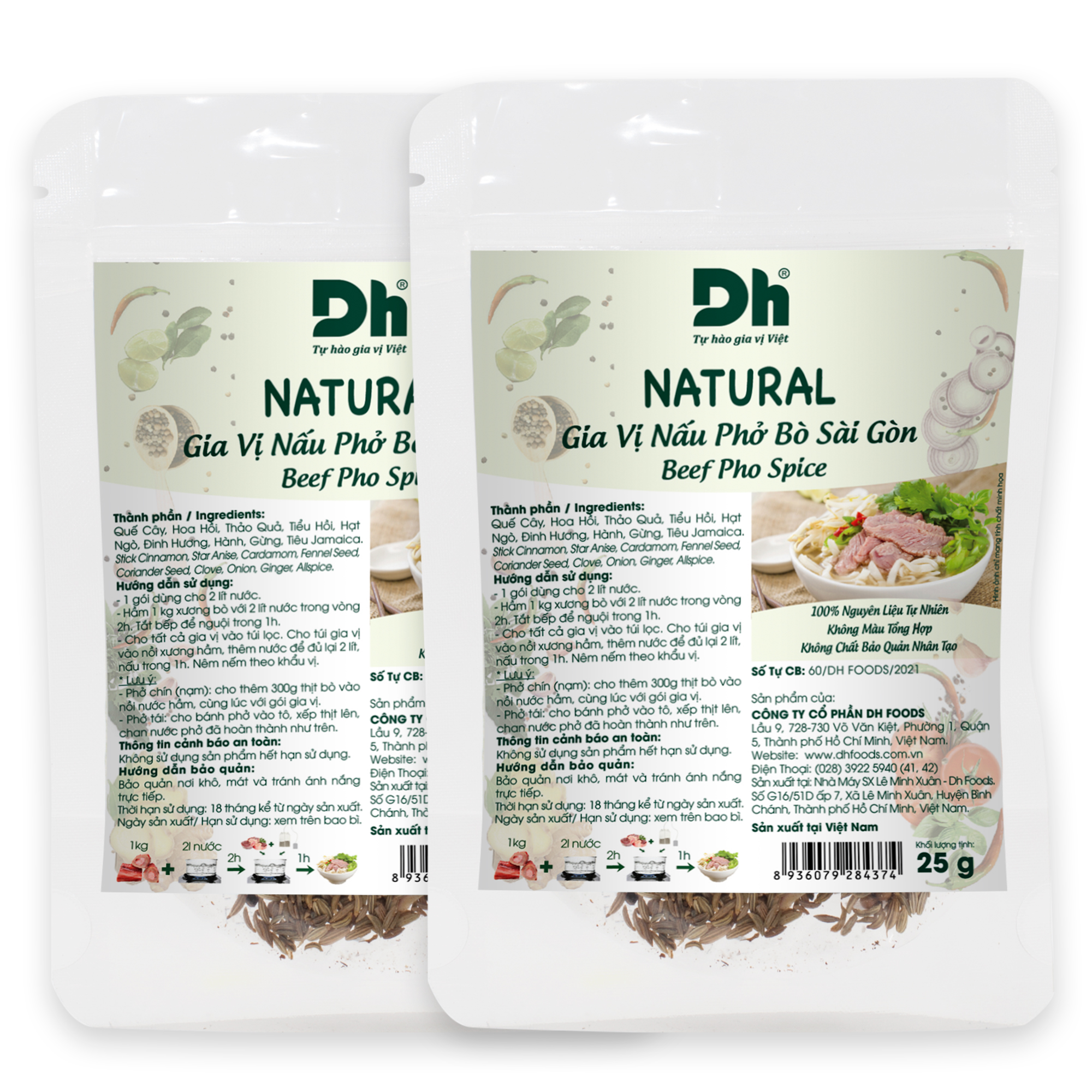 Combo 2 gói Natural Gia Vị Nấu Phở Bò Sài Gòn Dh Foods