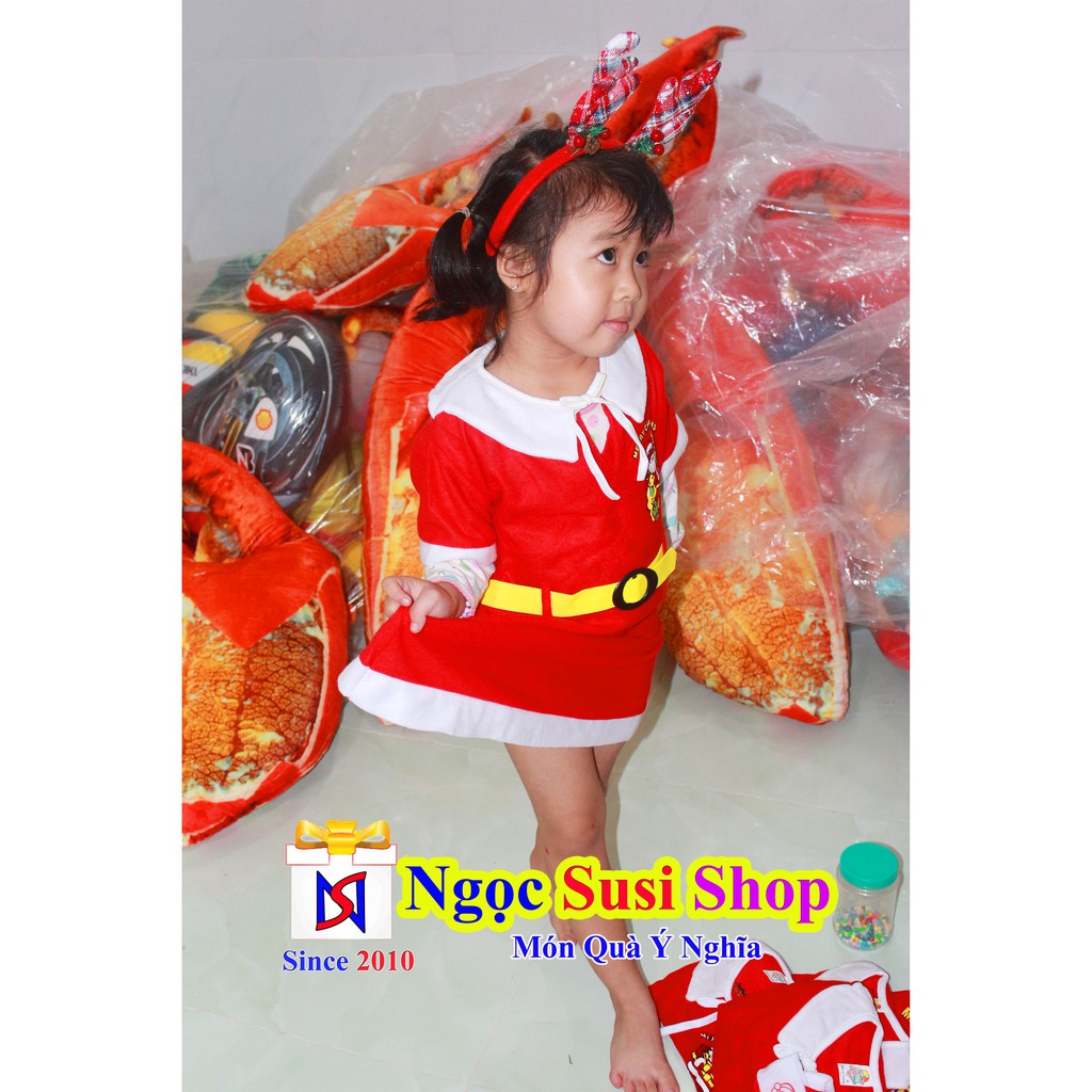 ĐẦM NOEL CHO BÉ GÁI TỪ 1 - 10 TUỔI - VẢI NỈ