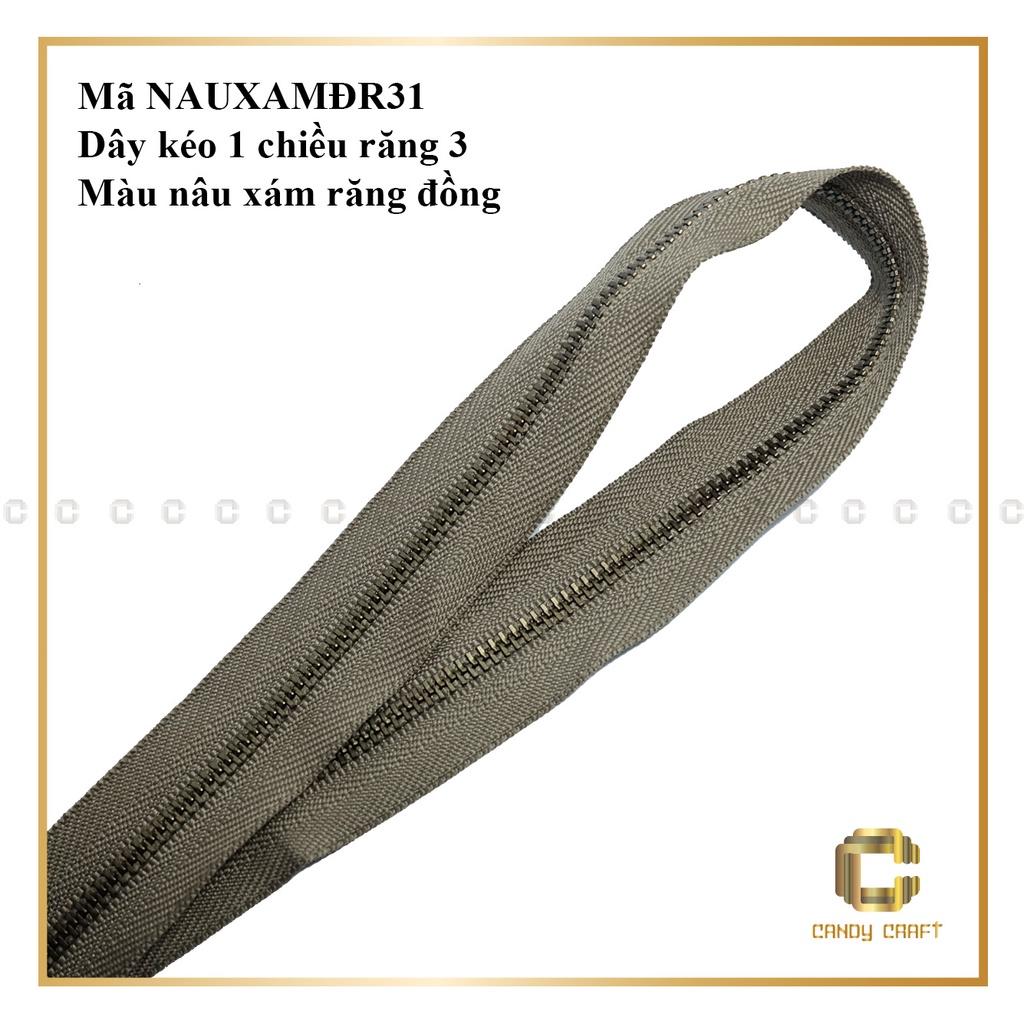 Dây kéo 1 chiều răng đồng cổ size 5 - size 3