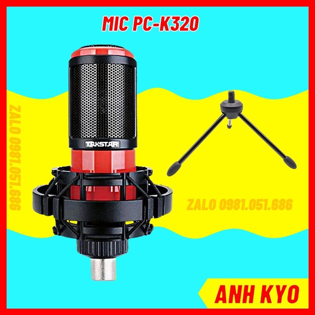 Mic thu âm PC K320, mic livestream 48v màu đỏ đen thiết kế kim loại chống han rỉ