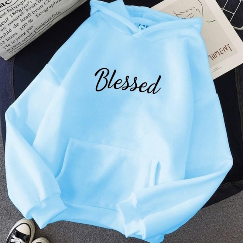 Blessed Hoodies Casual Unisex Women Pullovers Spring Autumn Graphic Cotton Hooded Sweatshirt