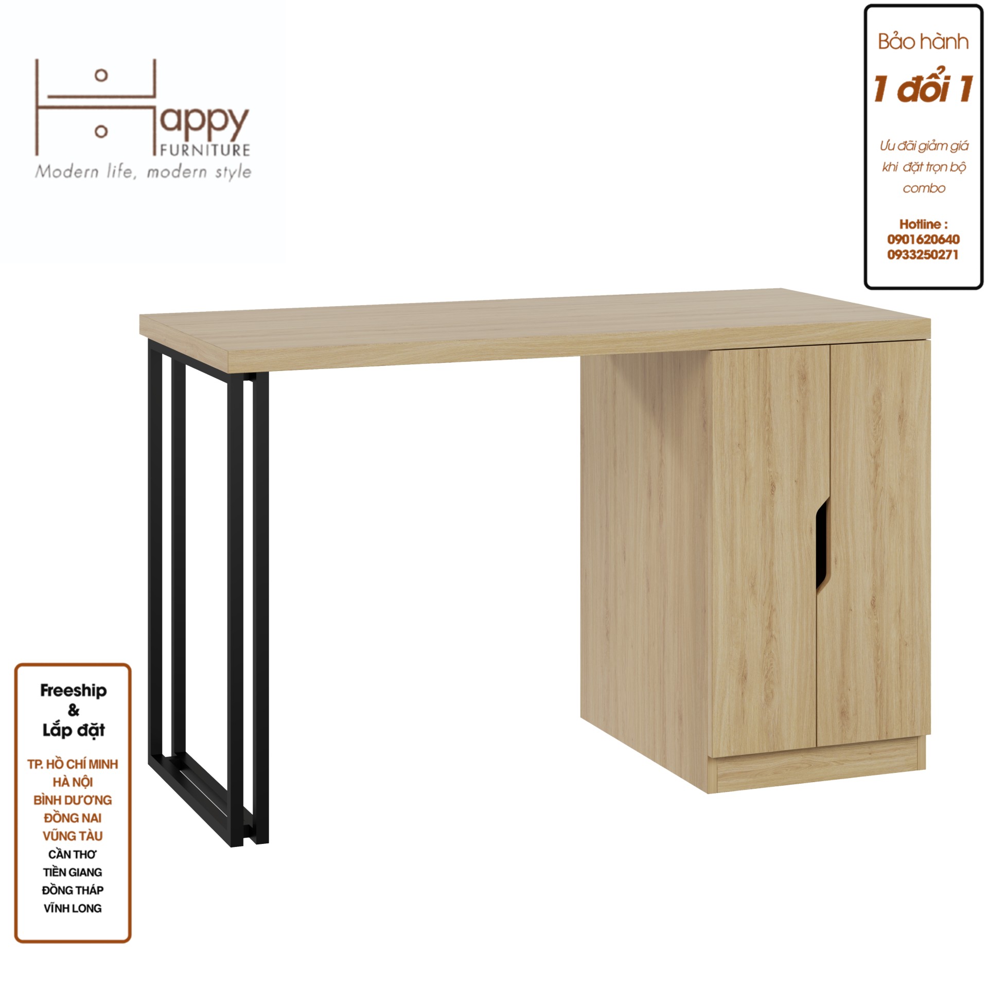 [Happy Home Furniture] DASH , Bàn làm việc - chân sắt , 120cm x 55cm x75cm ( DxRxC), BAN_030