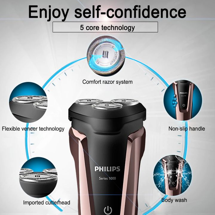 Máy cạo râu 3 lưỡi nhãn hiệu Philips S1060 Công nghệ Aquatec cạo khô và ướt - Hàng nhập khẩu