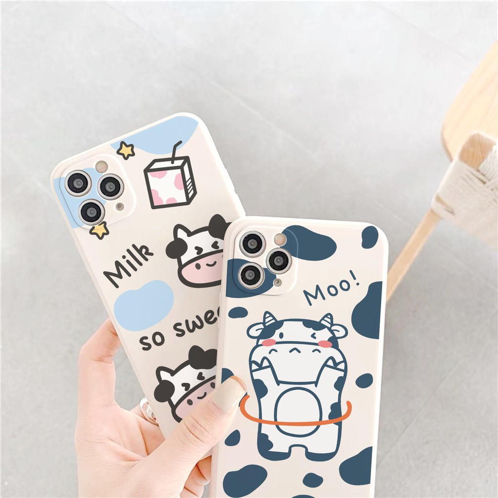 Ốp Lưng Cạnh Vuông Bò Lắc Vòng Cho iPhone 6 / 6 Plus / 7 / 7 Plus / 8 / 8 Plus / X / Xs / Xs Max / 11 / 11 Pro / 11 Pro Max / 12 / 12 Pro / 12 Pro Max