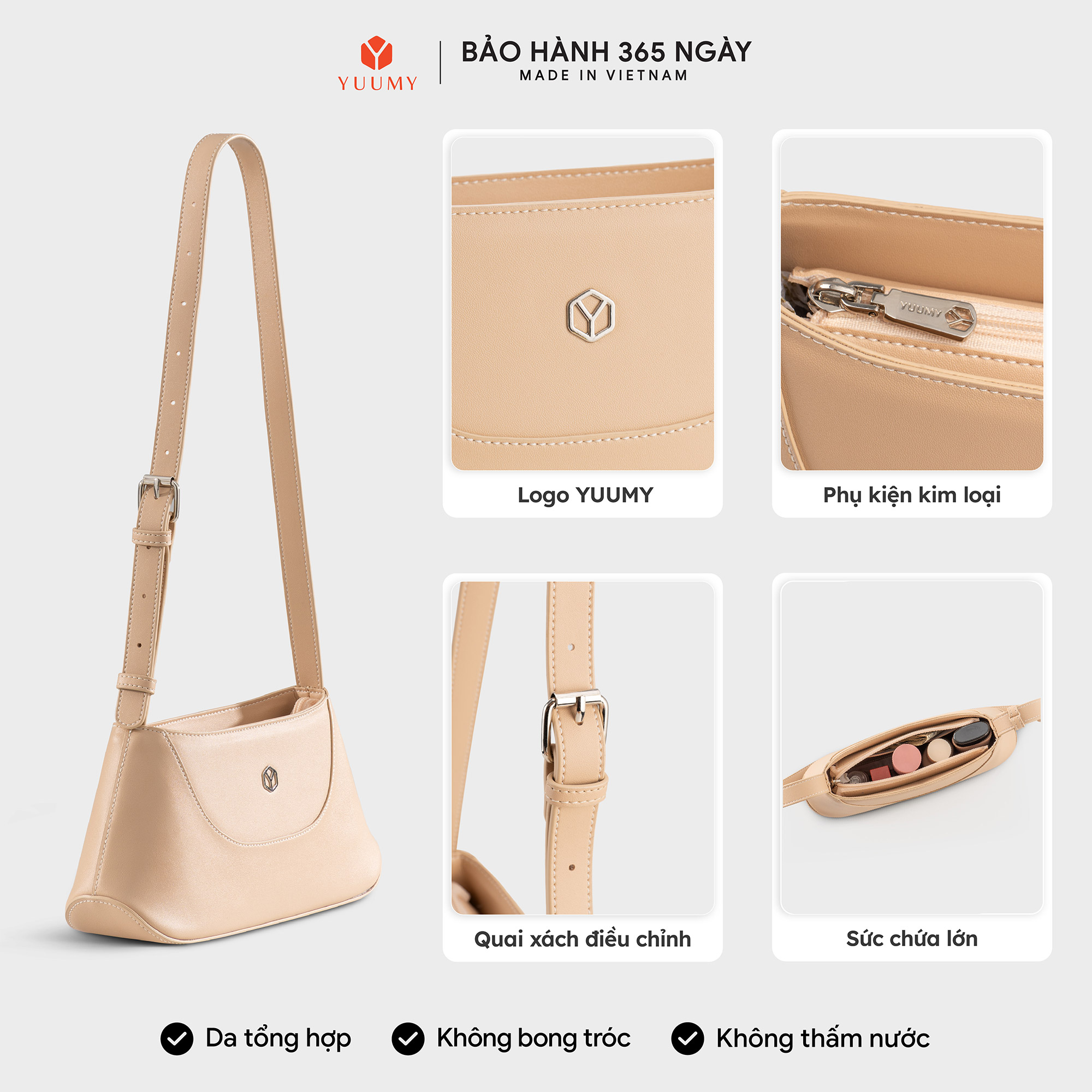 Túi Yuumy ( Thời trang nữ nhấn viền trang trí - Túi đeo vai da Seasand YN300 )