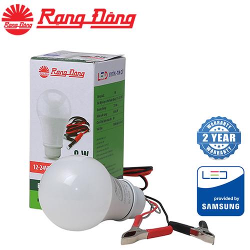 Bóng đèn LED BULB DC 9W Rạng Đông có kẹp, chip LED Samsung dùng nguồn 12-24V một chiều
