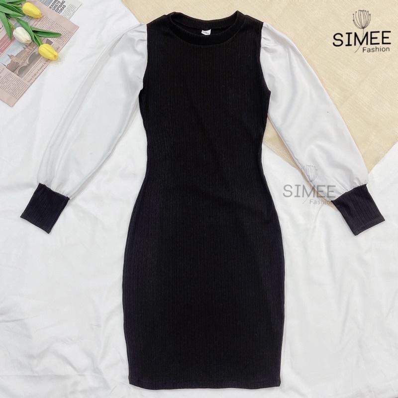 Váy len body tay phối sơ mi cao cấp Simee