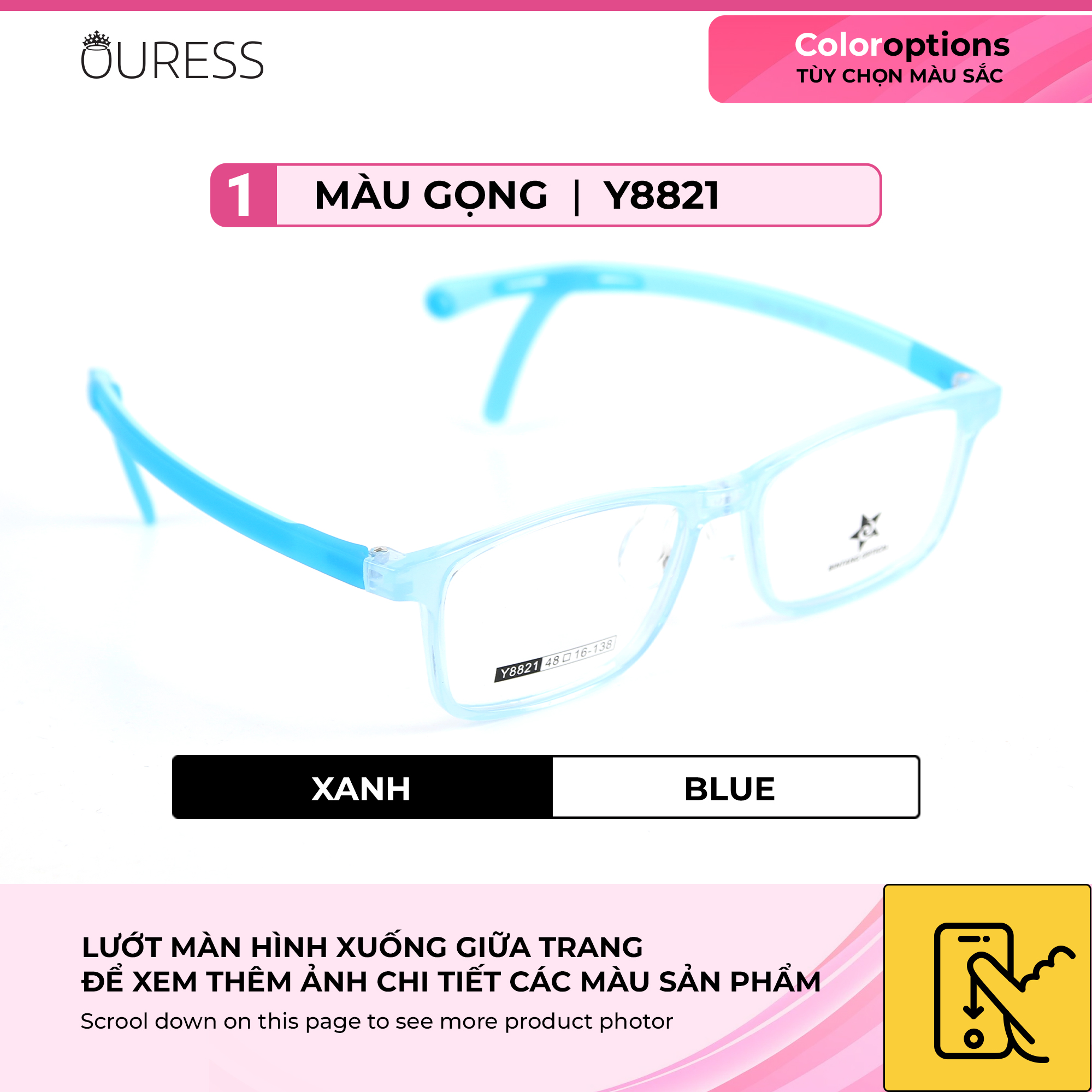 Gọng kính nhựa thời trang trẻ em unisex siêu nhẹ siêu bền OURESS Y8821