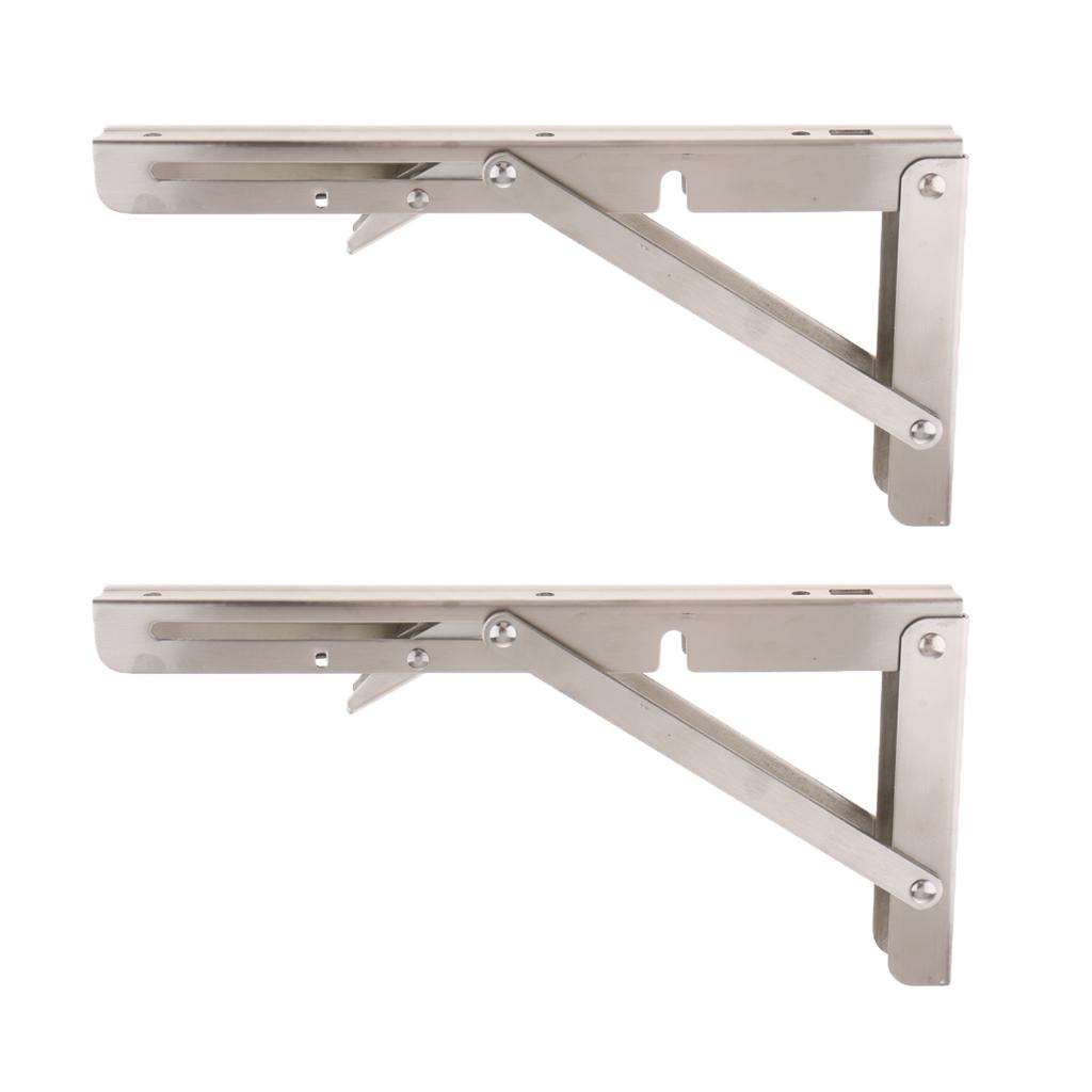 2Pcs Stainless Steel Foldable Shelf Bracket Rack Wall Hanging Holder