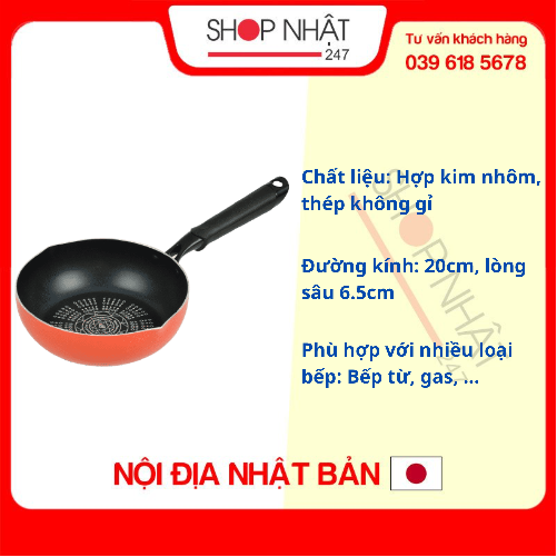 Chảo chống dính Pearl 20cm - Tặng 4 thìa nhựa màu sắc nội địa Nhật Bản