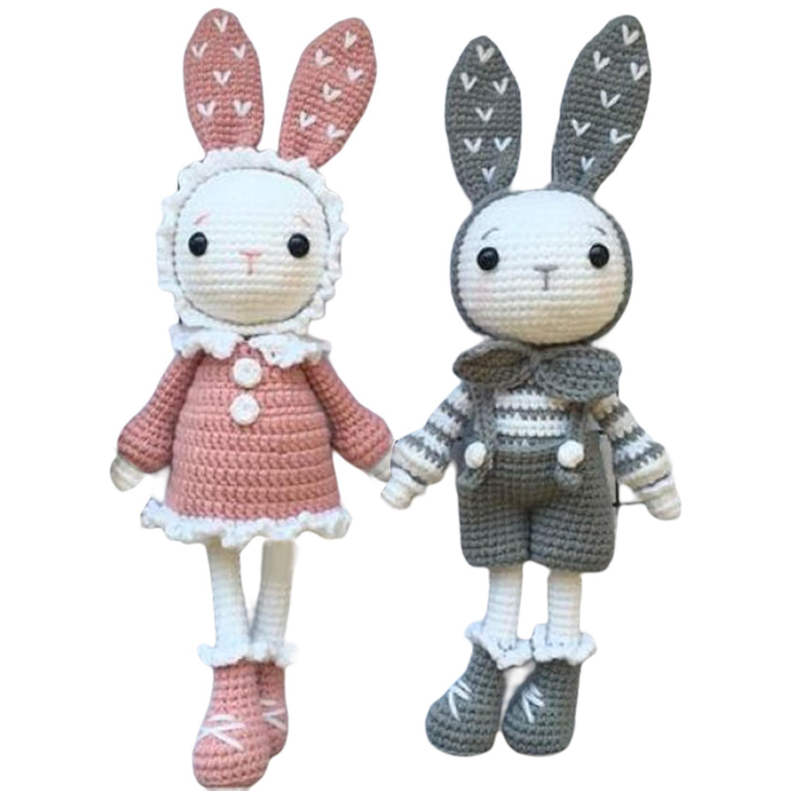 Handmade Beginner Crochet Kit, A Pair of Rabbit Crocheting Crafts Hand Made Toy