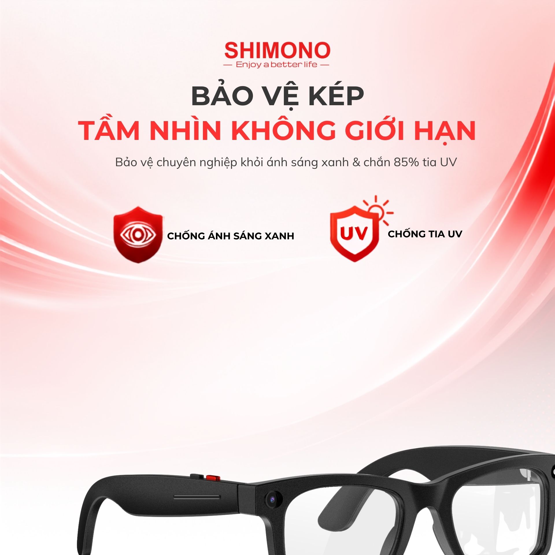 Kính Thông Minh AI Dịch Thuật SHIMONO AIMB-S2 Max Trợ lý AI, Bluetooth Đàm Thoại, Camera 5MP Sắc Nét Hàng Chính Hãng