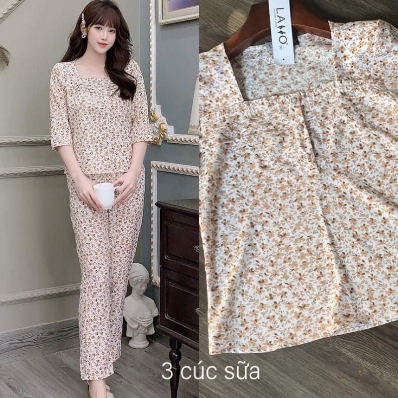 Đồ bộ mặc nhà, đồ bộ sau sinh đồ ngủ cổ nhọn 5 màu