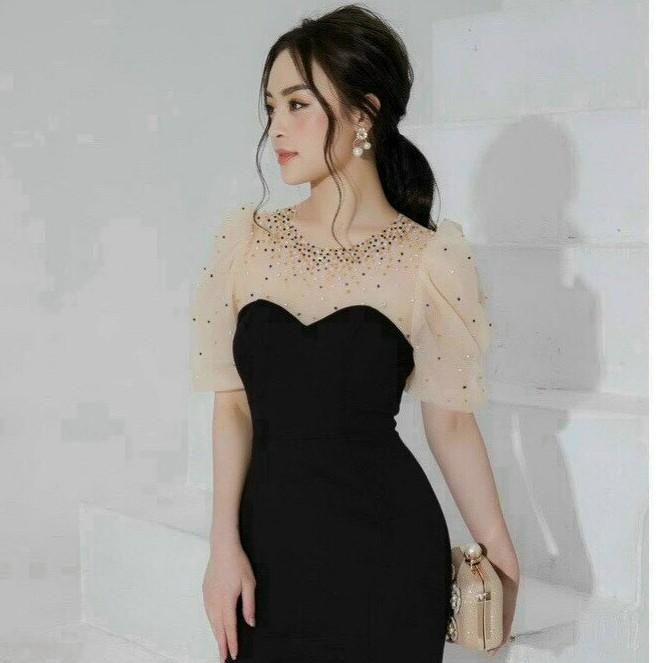 Đầm váy nữ ôm body dự tiệc dạo phố đêm đỏ đen gợi cảm