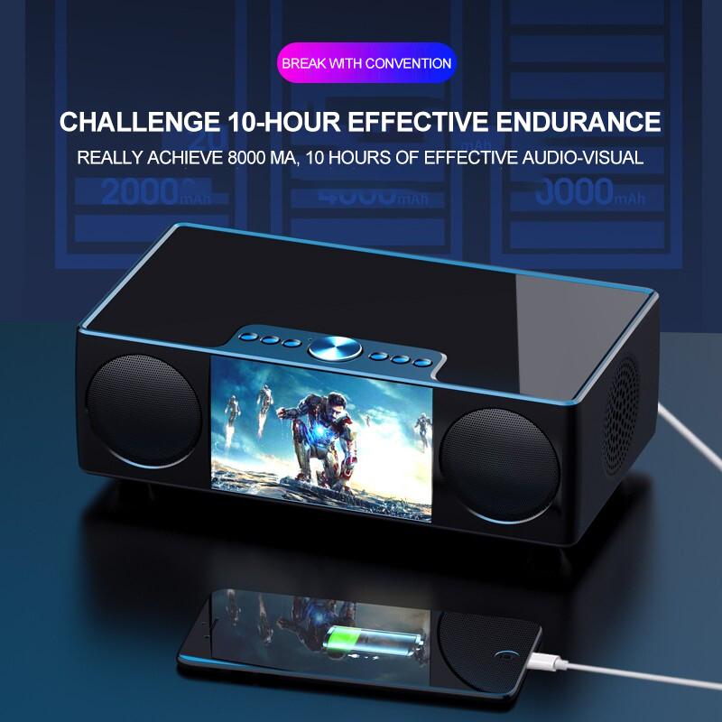 S99 Soaiy High Power Bluetooth Loa cao cấp Khí quyển Phim loa Bluetooth không dây có màn hình có loa siêu trầm đồng hồ Color: white Set Type: Speaker