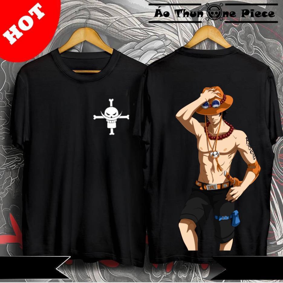 XẢ KHO -Áo Thun In Hình Portgas D. Ace Trắng & Đen In 2 Mặt Cực Đẹp - One Piece
