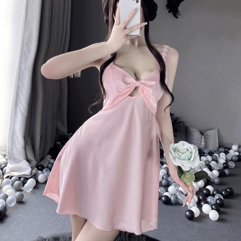 LL2556 - Váy Ngủ Baby Thắt Nơ Gợi Cảm Cho Nữ