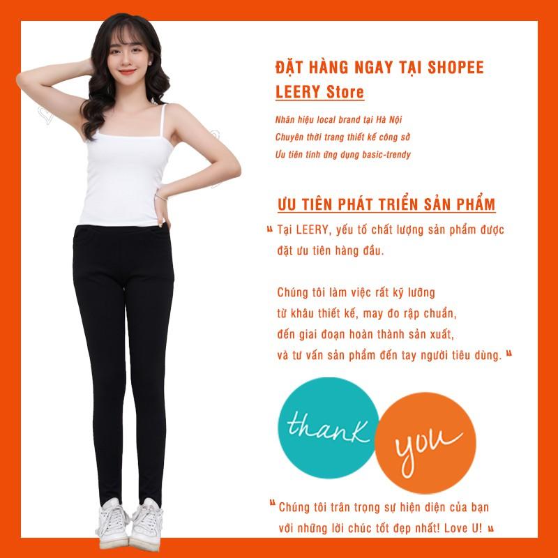 Quần legging dài LEERY lưng cao nâng mông cho nữ, Quần skinny cạp cao chất umi Hàn cao cấp co giãn 4 chiều LEG-02