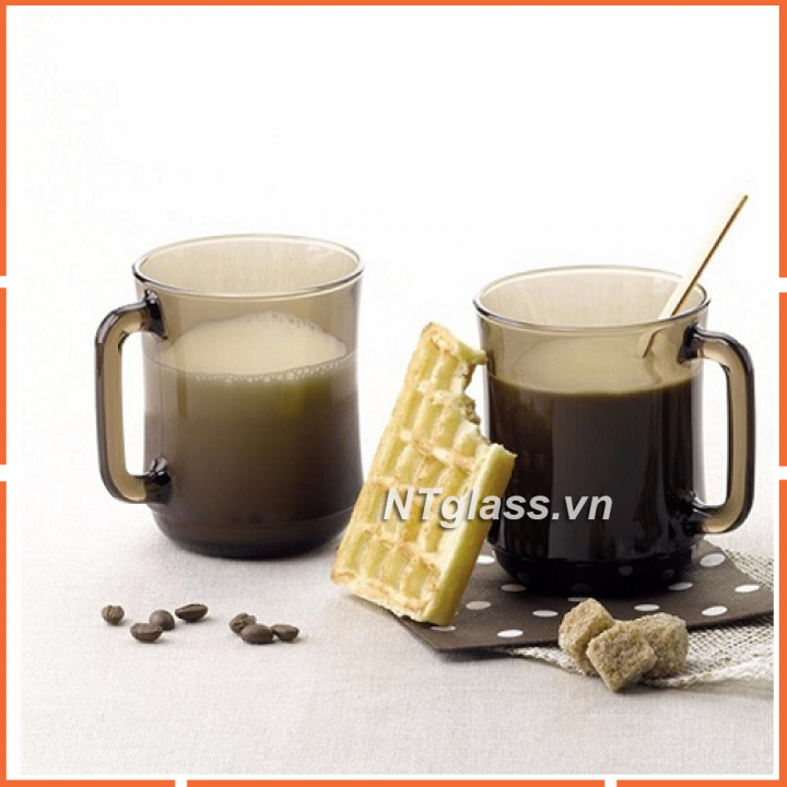 Ly Thủy tinh cường lực có quai cầm Nâu khói Creole 310ml- D4018C