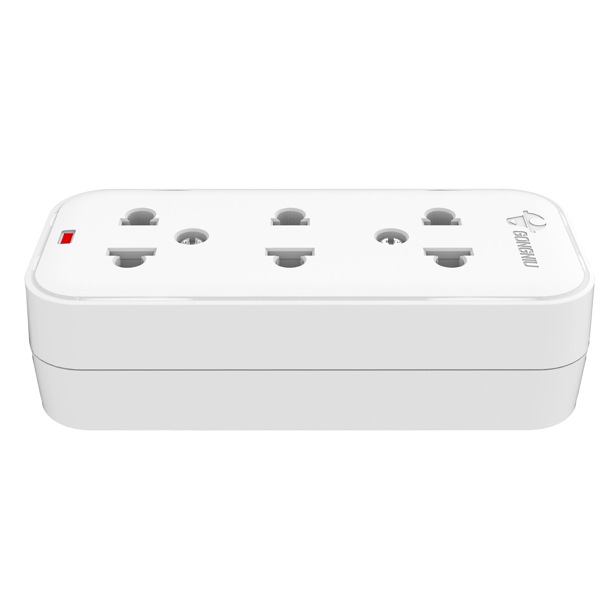 Ổ Cắm Điện Mini Gongniu 3 Ổ Không Kèm Dây – Công Suất 10A/250/2500W – Trắng – Chính Hãng