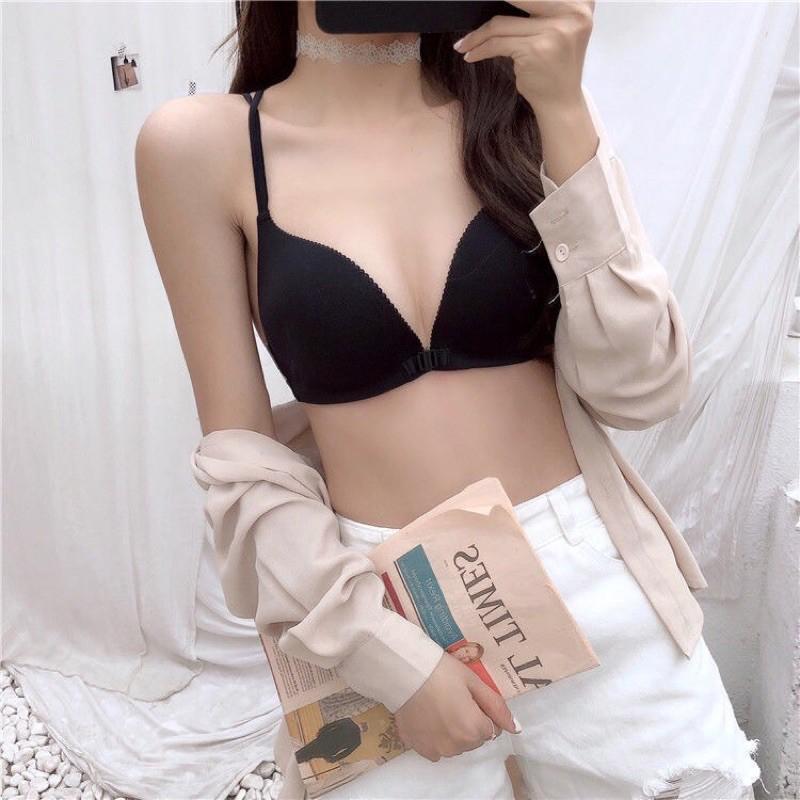 Áo bra đúc không đường may, áo lót nữ có mút bàn tay, khoá cài trước A810