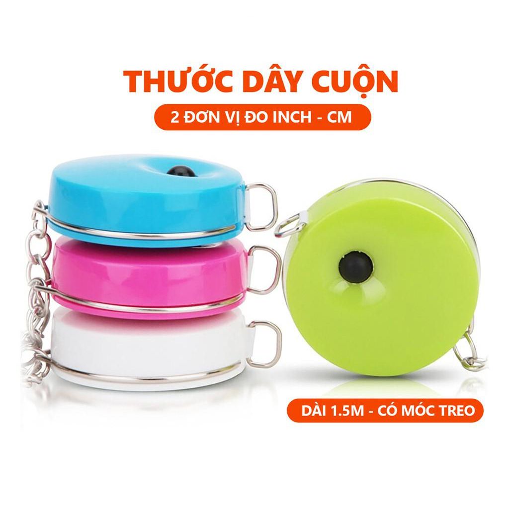 Thước dây cuộn rút Deli - Dài 1.5m - Màu Giao Ngẫu Nhiên