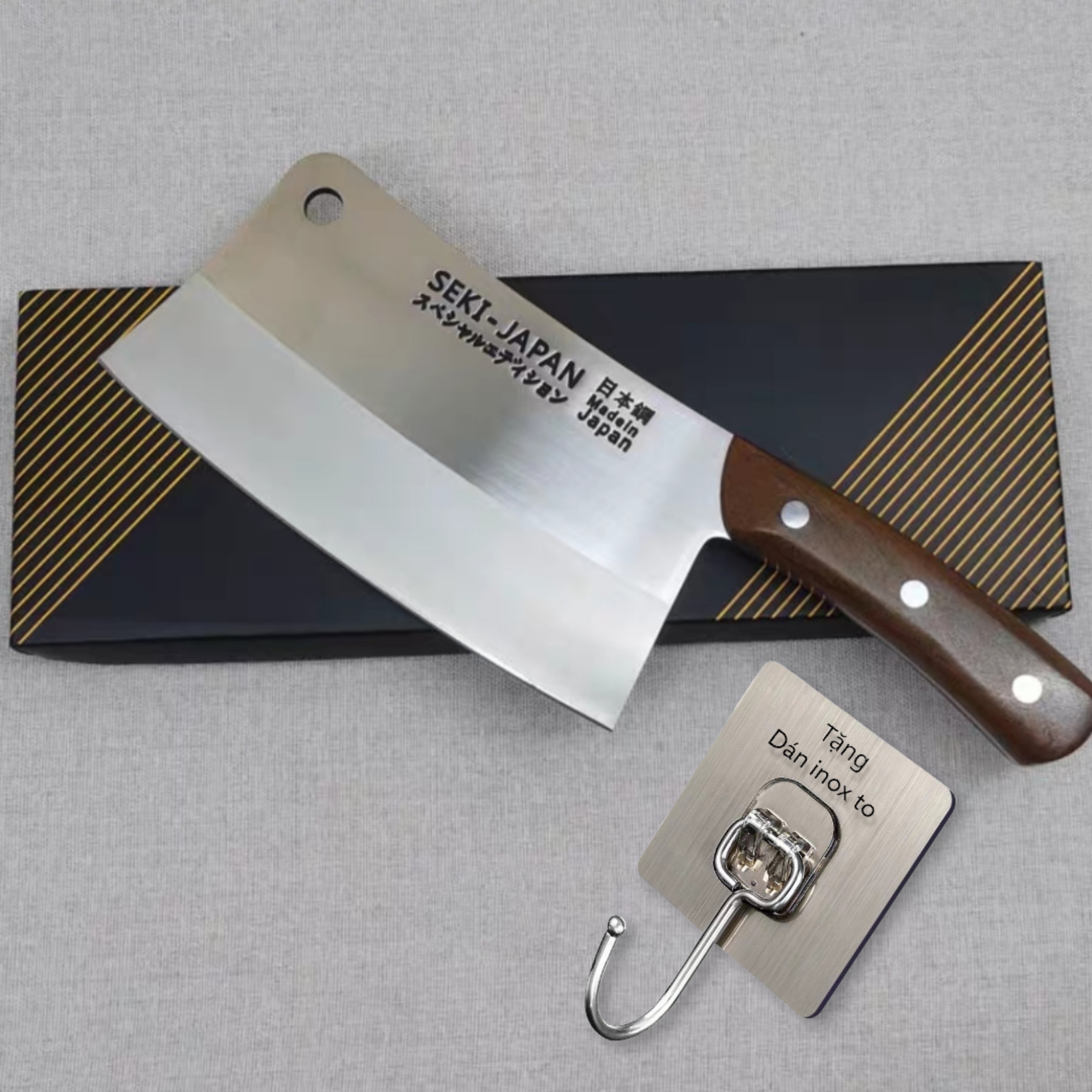 Dao chặt xương ống SEEKII - XỊN cao cấp NHẬT BẢN CHỮ KHẮC BẰNG LADE CHỮ CHÌM bằng thép trắng đúc nguyên khối chống gỉ