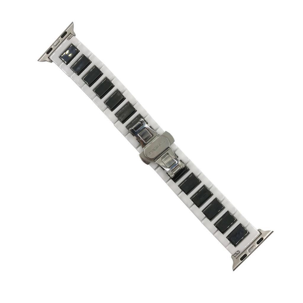 Band for Apple Watch Series 3 2 1 Bands, Stainless Steel Ceramics Link Replacement Strap Bracelet with Butterfly Buckle Clasp for iWatch 38mm