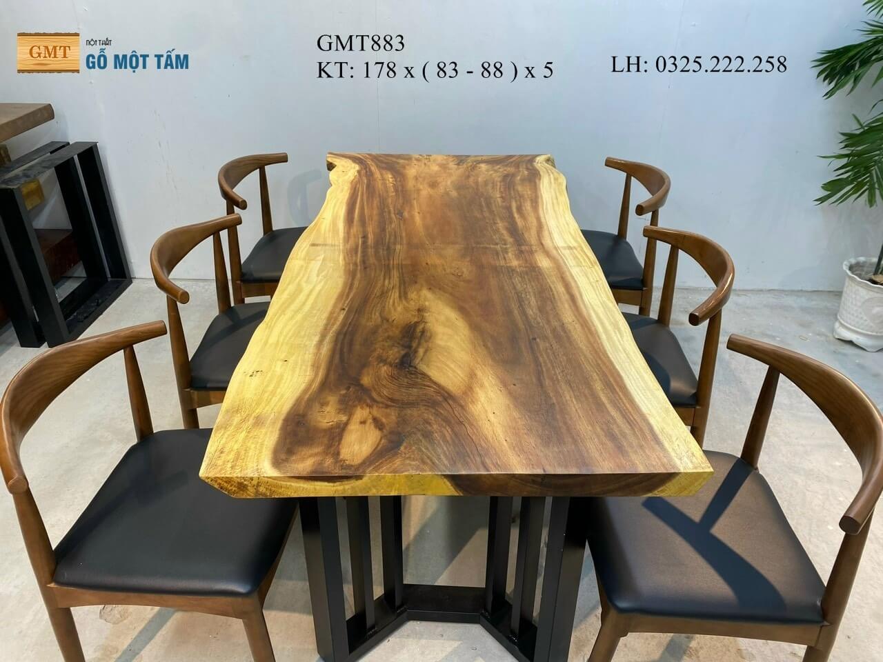 Bàn Gỗ Me Tây Nguyên Tấm, Bàn Cafe Gỗ Me Tây, Bàn Làm Việc Gỗ Me Tây Dài 1,78m Rộng 88cm Dày 5cm