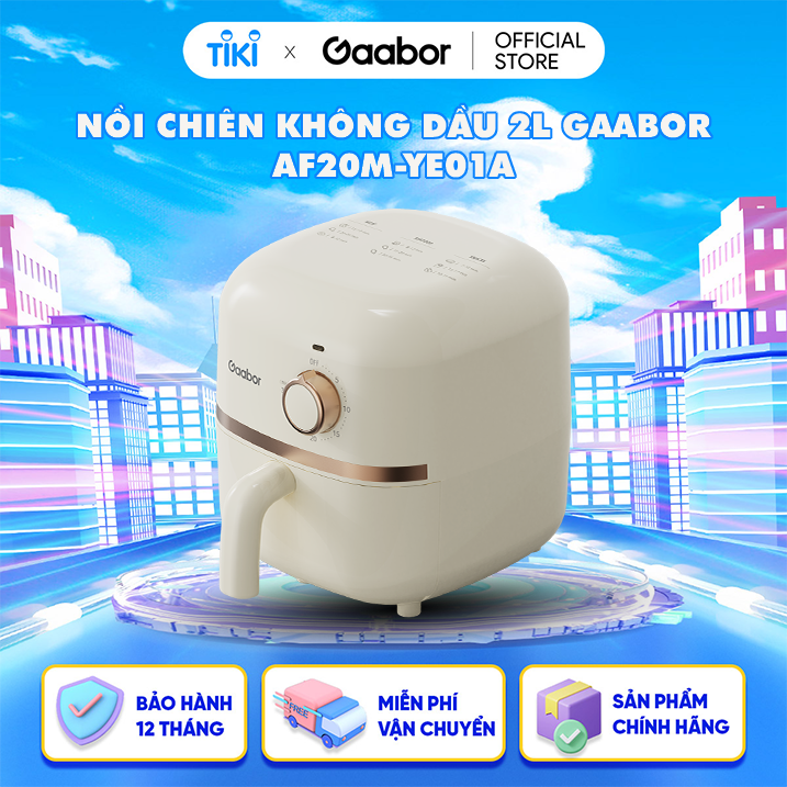 Nồi chiên không dầu GAABOR AF20M-YE01A dung tích 2L công suất 900W nóng nhanh, nhỏ gọn, xịn xò - Hàng chính hãng