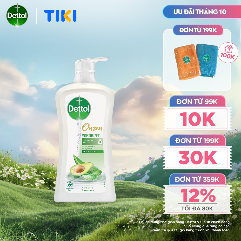 Sữa tắm Dettol Onzen kháng khuẩn dưỡng ẩm bơ &amp; lô hội - chai 900g
