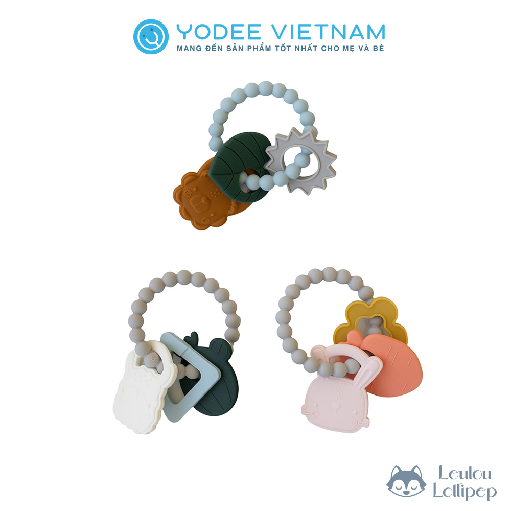 Loulou Lollipop Vòng ba gặm nướu silicone cao cấp giúp giảm đau và ngứa nướu cho bé