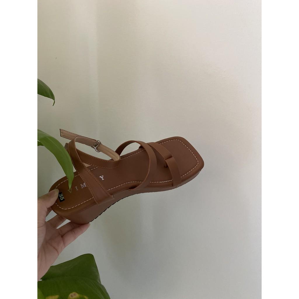 DÉP SANDAL ĐẾ XUỒNG XỎ NGÓN DÂY MẢNH ĐẾ BẰNG 7 CM