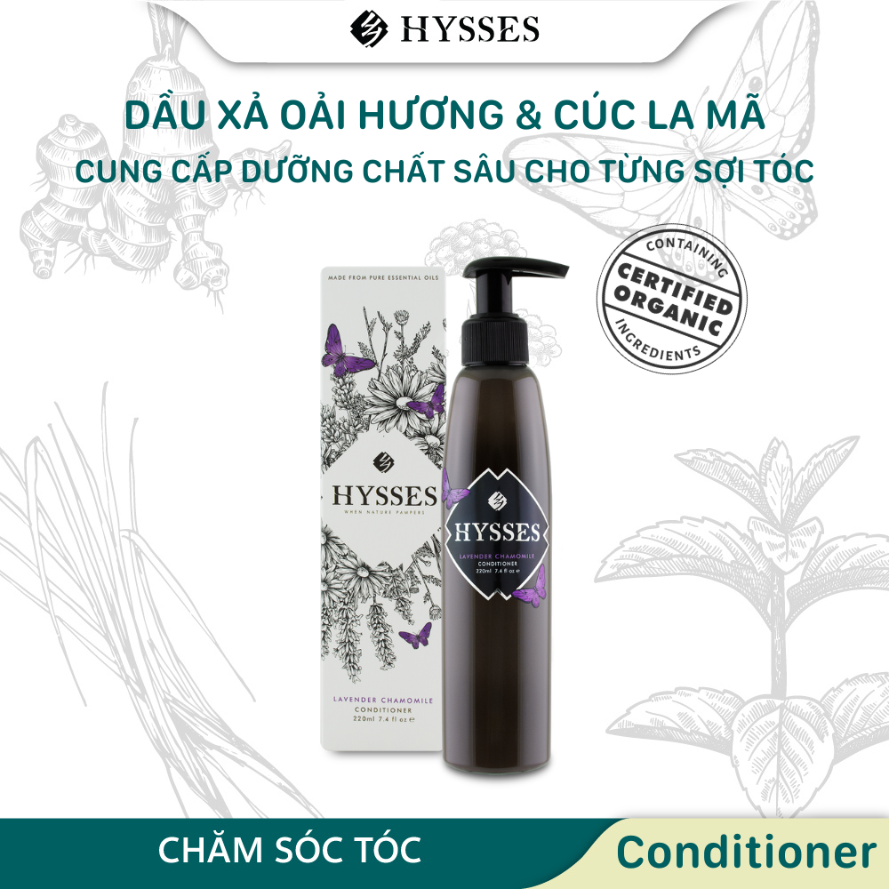 Dầu Xả Tinh Dầu Cao Cấp Hysses Giúp Nuôi Dưỡng, Củng Cố Hàng Rào Bảo Vệ Tóc, Cho Mái Tóc Suôn Mượt Với Oải Hương và Cúc La Mã Hữu Cơ Tự Nhiên