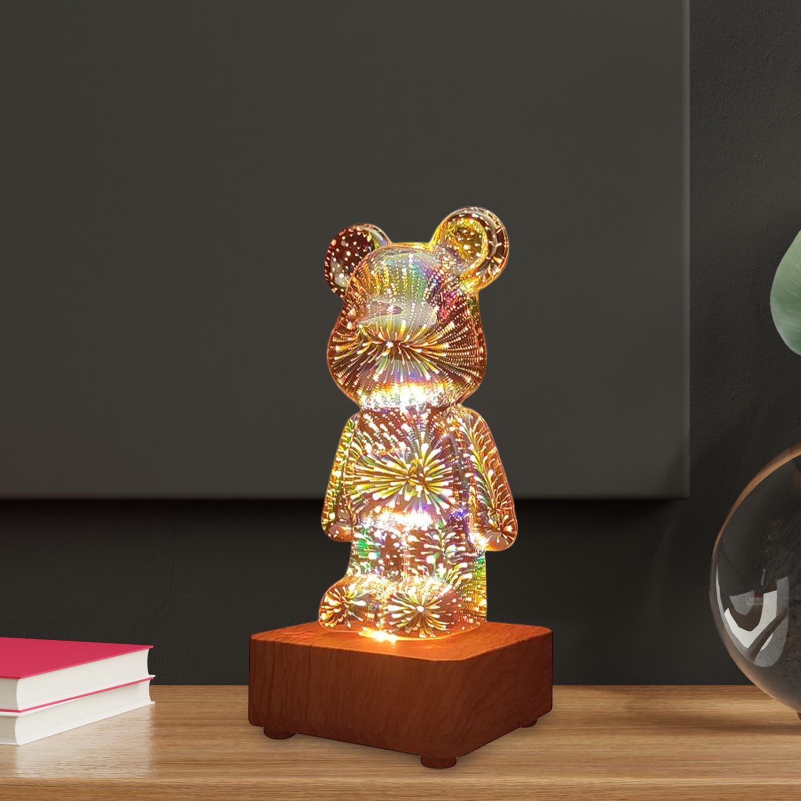LED Night Light Lighting 3D Bear for Bathroom Kitchen Hallway
