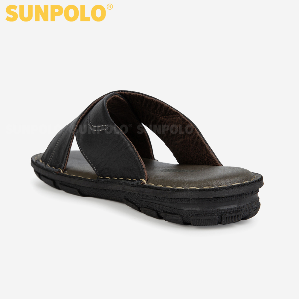 Dép Nam Quai Chéo Da Bò Cao Cấp SUNPOLO AQC026