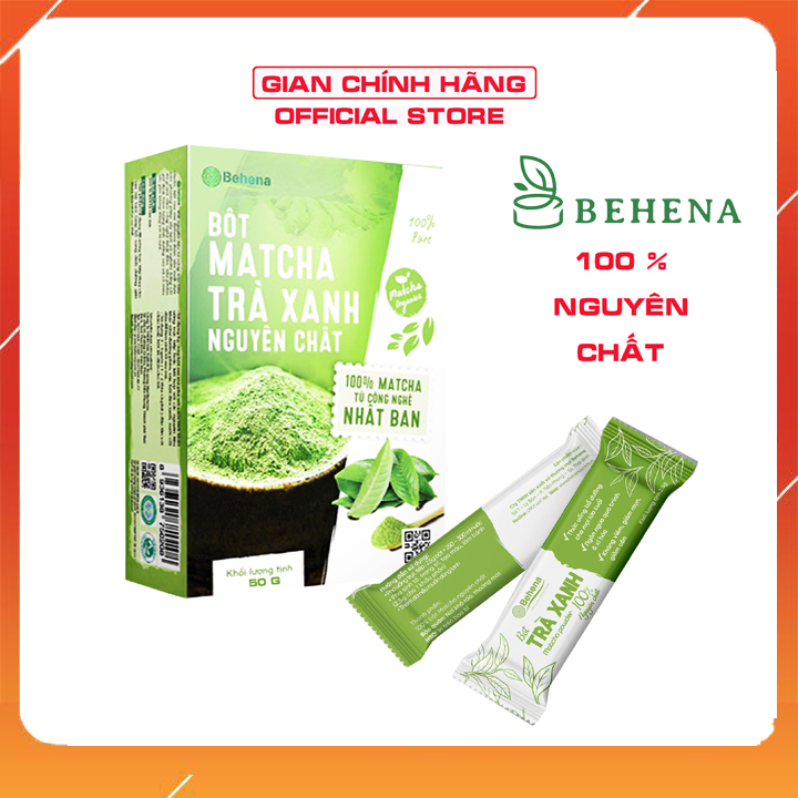 Bột Matcha Trà Xanh Behena - 50g - Nguyên Chất - Công Nghệ Nhật Bản - Màu Xanh Tự Nhiên