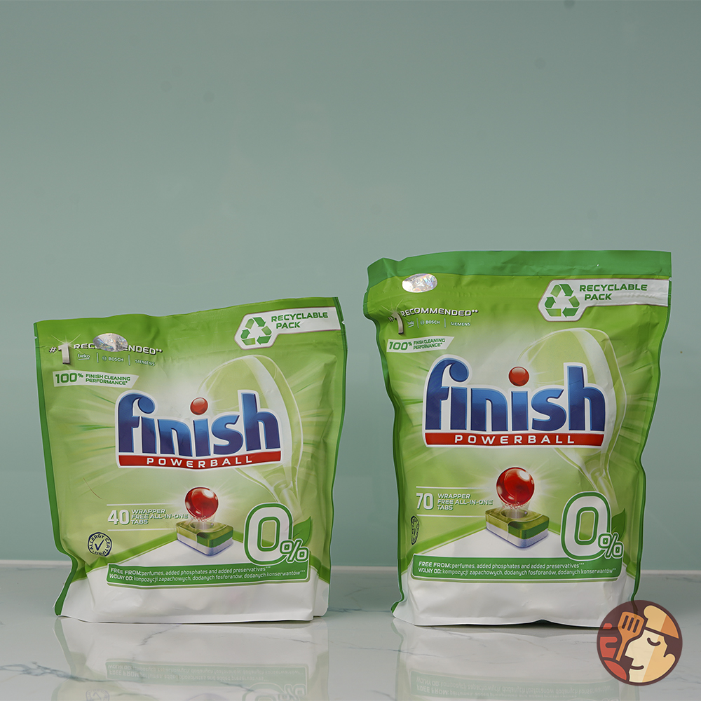 Viên rửa chén bát Finish All - in - 1 Max Eco 0% chính hãng, an toàn, thân thiện với môi trường - Túi 40 viên, 70 viên