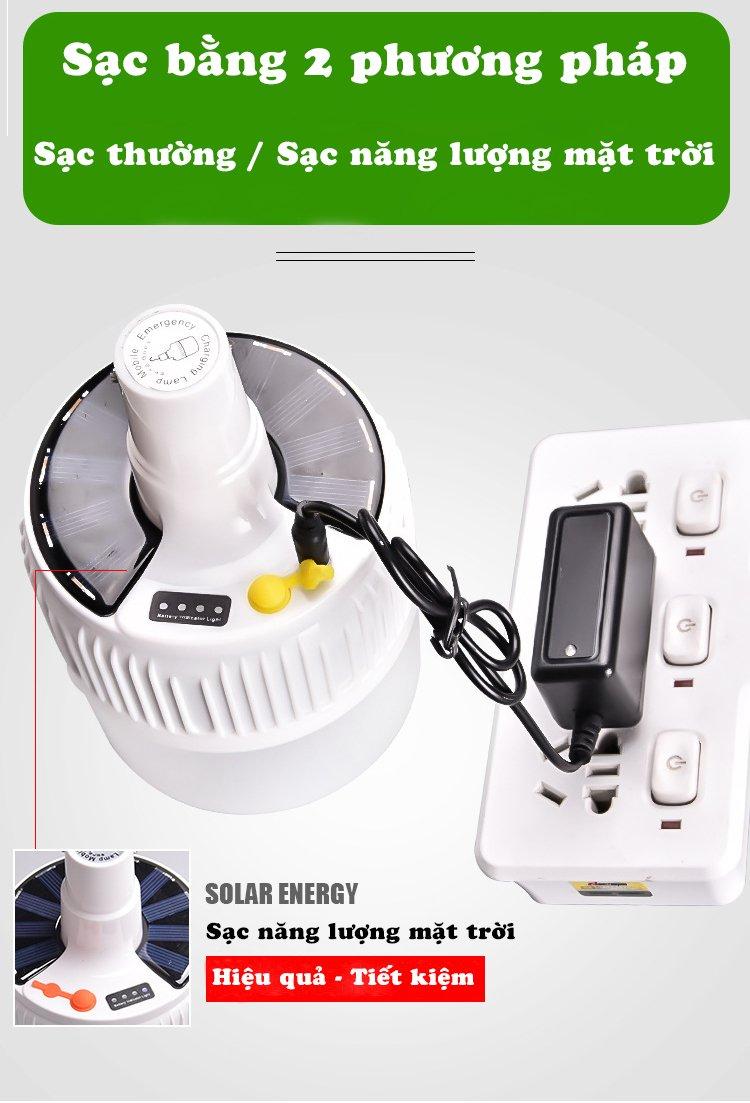 Đèn Tích Điện 100W 24 Led Sạc Tích Điện Thông Minh, Đèn Sạc Năng Lượng Mặt Trời Không Remote - Hàng Chất Lượng