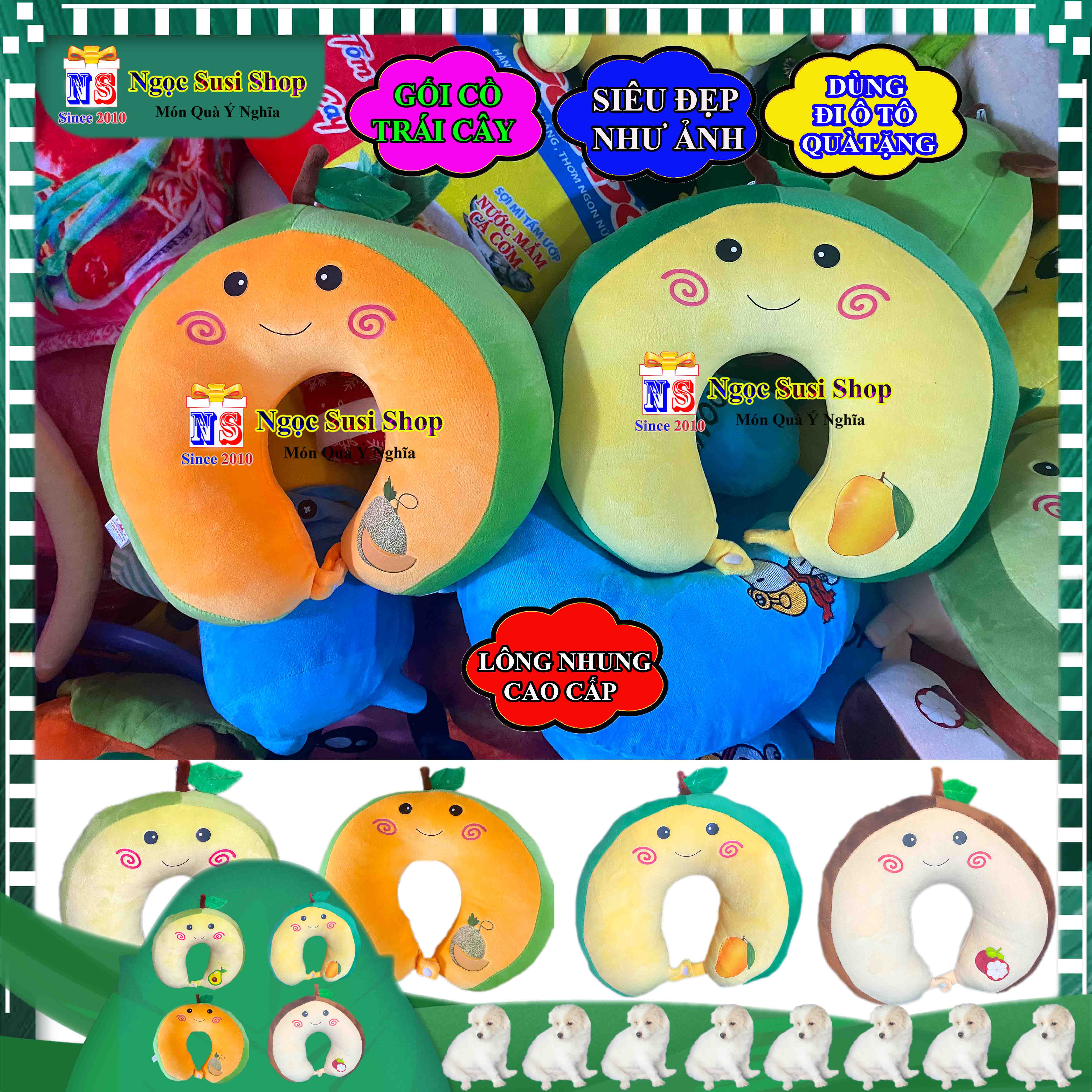 GẤU BÔNG GỐI CỔ GỐI KÊ CỔ CHỮ U HÌNH TRÁI CÂY DÙNG ĐI XE DU LỊCH CHO ĐỠ MỎI CỔ - GAIO NGẪU NHIÊN MẪU