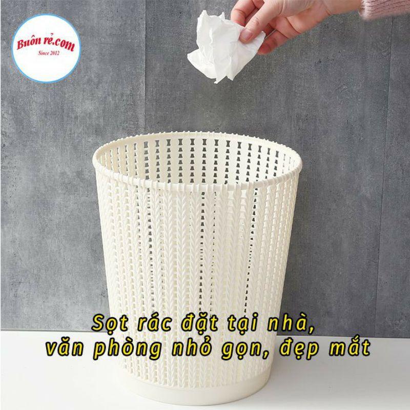 Sọt đựng rác, đựng đồ đa năng bằng nhựa giả mây đan nhựa Việt Nhật