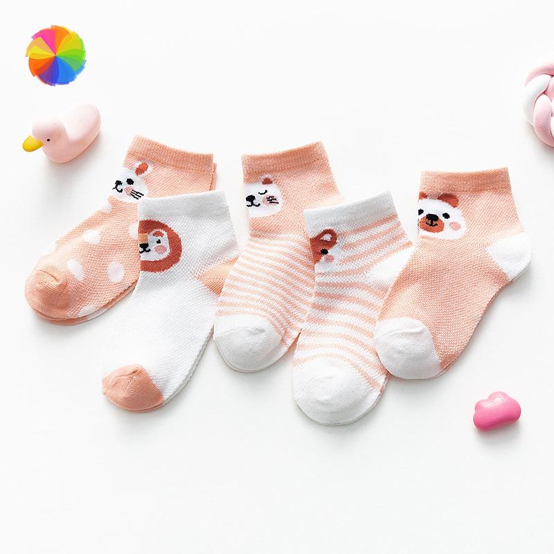 Set 5 Đôi Tất Lưới In Hình Dễ Thương Cho Bé