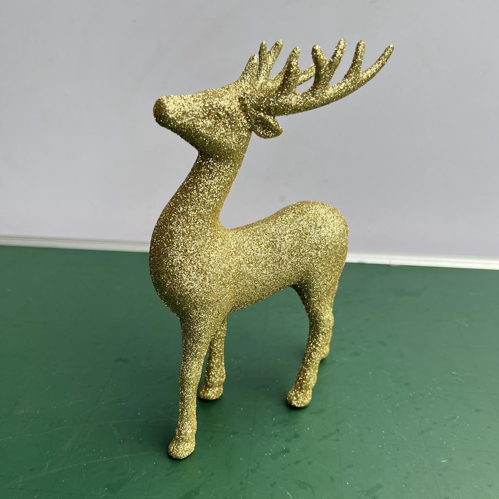 Mô hình tuần lộc đứng, ngựa 1 sừng, hươu bay phủ nhũ vàng decor trang trí Giáng sinh, treo cây thông Noel