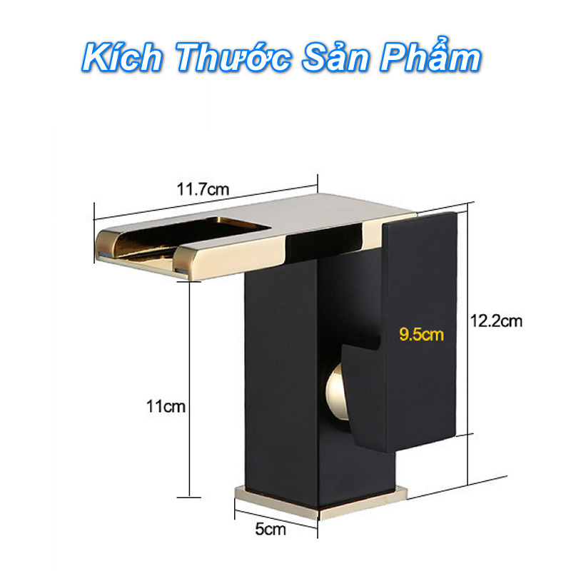 Vòi Rửa Lavabo LED đổi màu theo nhiệt độ Golden Black