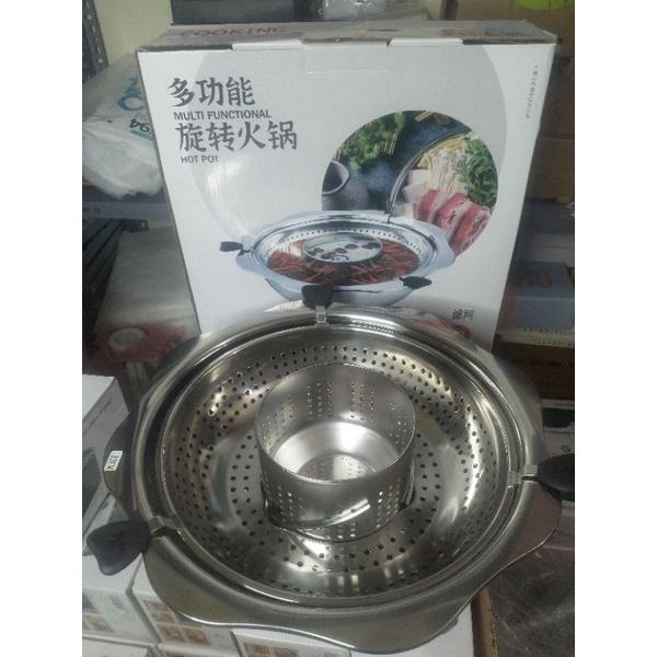 Nồi lẩu xoay inox 2 trong 1 cao cấp sz 32cm DÙNG CHO MỌI LOẠI BẾP { HÀNG NỘI ĐỊA }