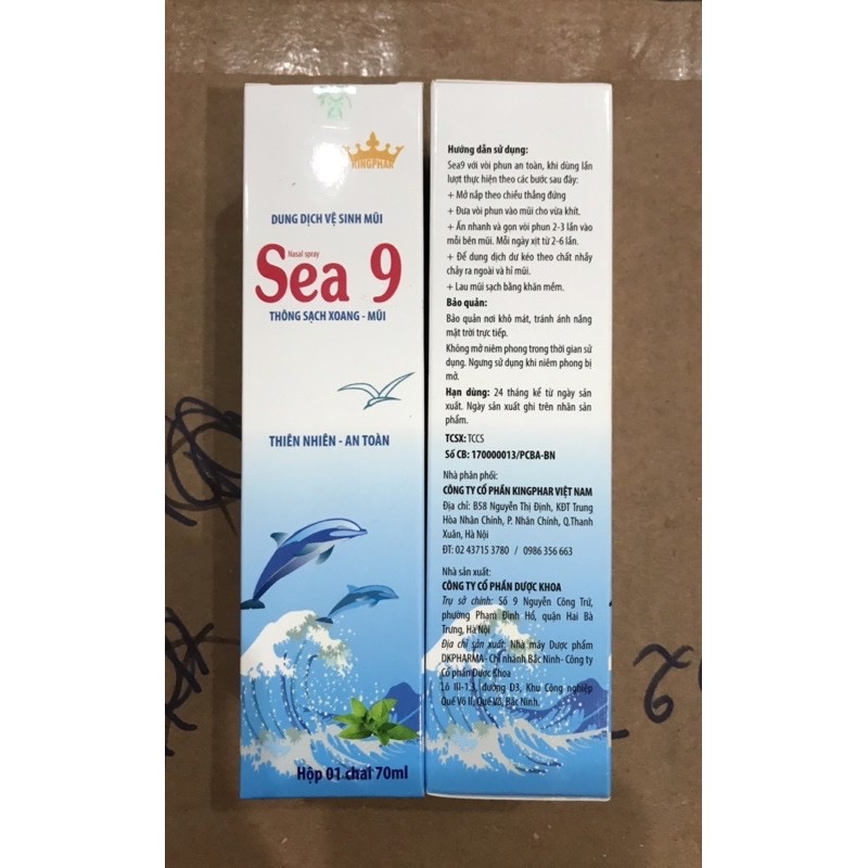 Dung dịch vệ sinh mũi Kingphar Sea 9 , chai 70ml, thông sạch xoang, mũi