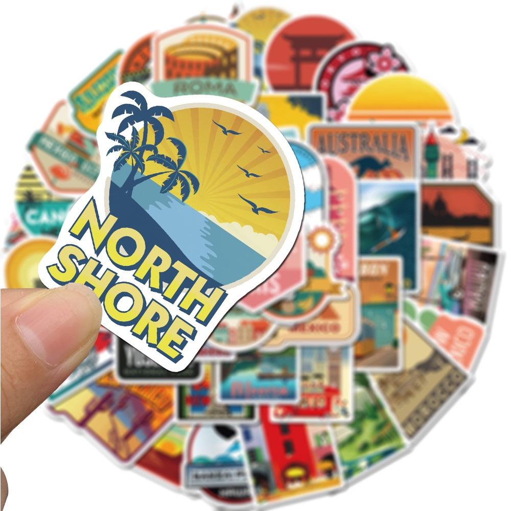 Set 50 STICKER Big Cities Chất Liệu PVC Chống Thấm Nước Trang Trí Điện Thoại , Nón Bảo Hiểm , Laptop , Vali