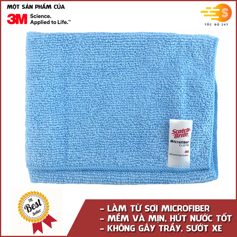 Khăn lau ô tô chuyên dụng chống trầy xước Microfiber 3M 37x37cm KL-3737