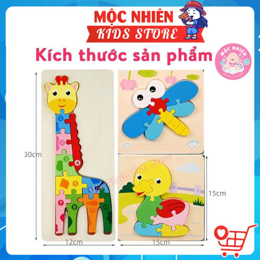 Tranh ghép nối số bằng gỗ dập nổi 3D từ 1-10 nhiều chủ đề giúp bé phát triển tư duy và vận động tinh